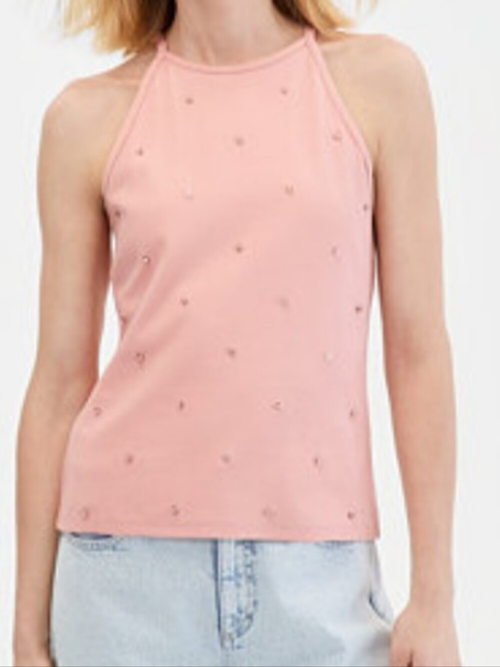 Women's Crystal Embellished Halter Tank Top
